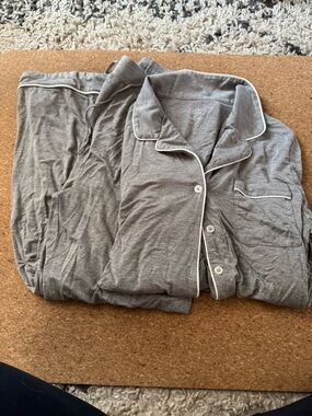 Cozy Earth Gray Piped Button-Up Pajama Set